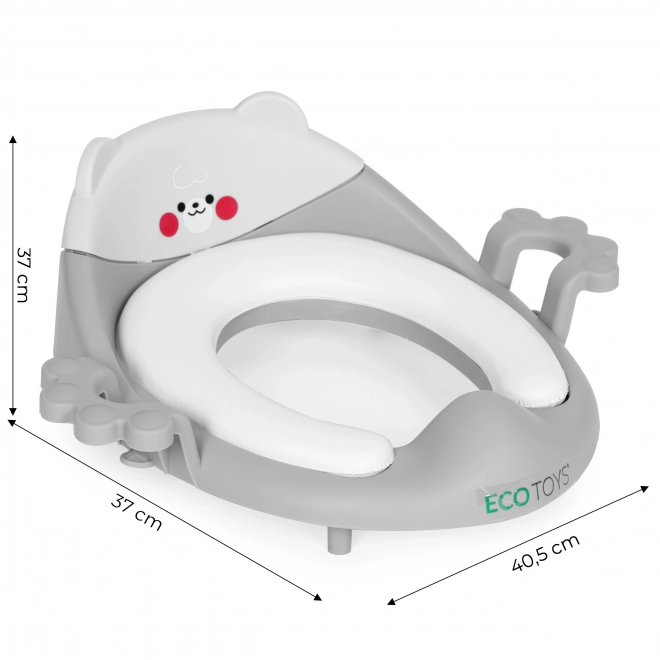 Colac WC pentru copii cu mânere, pernă moale, gri, Ecotoys