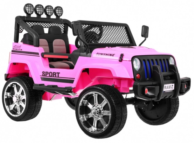 Mașină de teren Raptor Drifter roz + Telecomandă + Tracțiune 4x4 + Spațiu de depozitare + Start lent + LED MP3