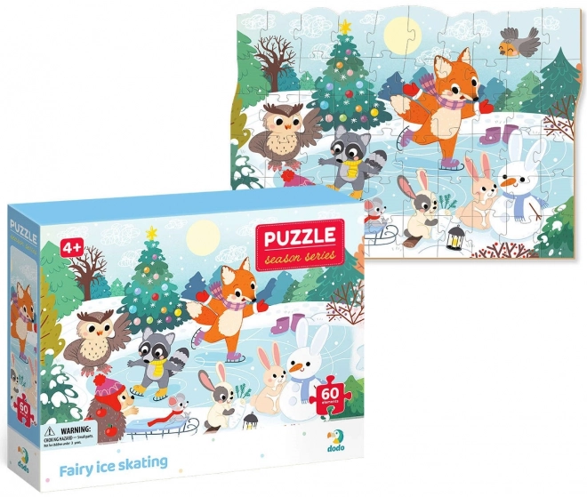 Puzzle Anotimpuri: Patinaj de Iarnă Fermecat 60 piese