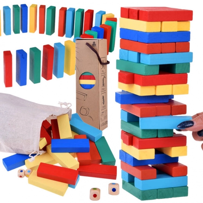 Jenga turnul clătinător din lemn cu blocuri colorate
