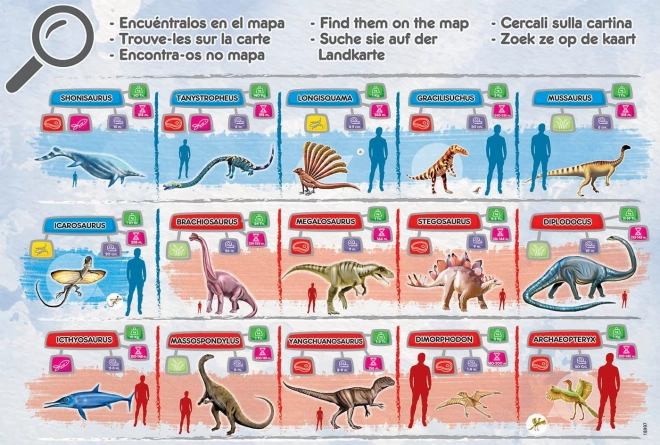 Puzzle educa harta lumii cu dinozauri 150 piese