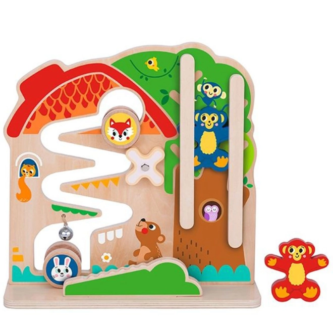Tablă Montessori din lemn cu labirint Tooky Toy