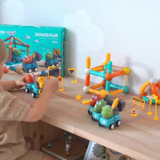 Set de construcție magnetic Dinozauri Woopie 84 piese