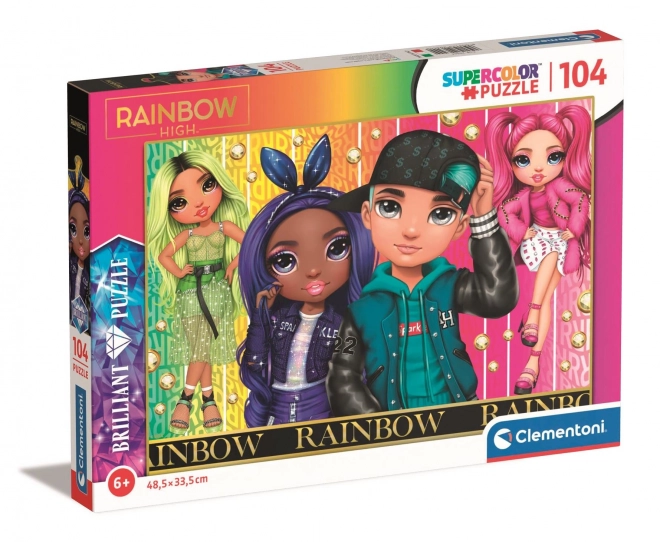 Puzzle strălucitor Rainbow High: Jade, Krystal, River și Stella 104 piese