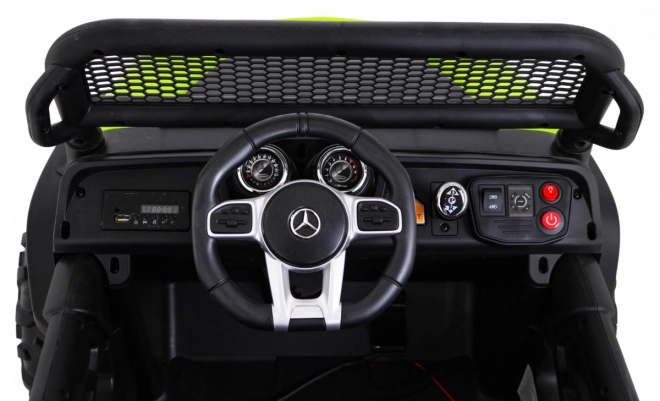 Mercedes Benz Unimog pentru copii Verde + tracțiune 4x4 + telecomandă + spațiu pentru bagaje + pornire lentă + MP3 LED