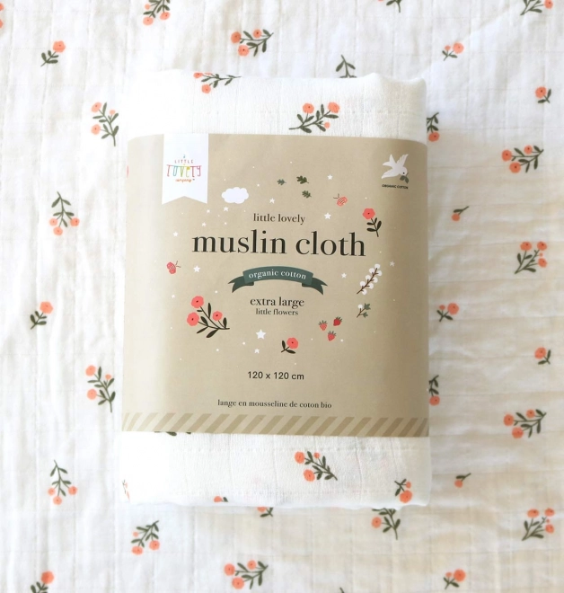 Prosop din bumbac organic mușelină XL cu flori mici