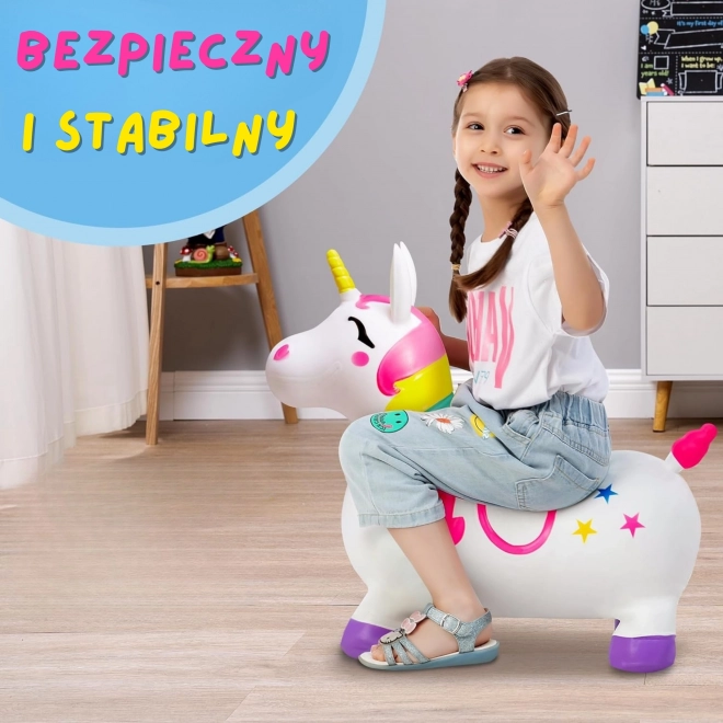 Unicorn săltător alb cu pompă Woopie