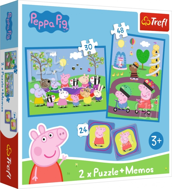 Puzzle și Memory 2 în 1 Peppa Pig - Momente Vesele