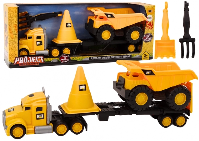 Set joacă camion și basculantă construcții galben