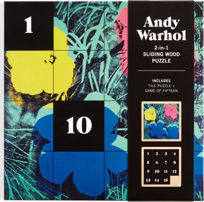 Puzzle din lemn glisant Andy Warhol: Flori 2 în 1