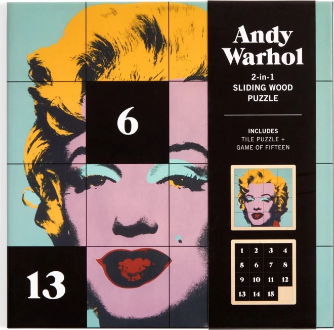 Puzzle din lemn glisant Andy Warhol: Marilyn 2-in-1