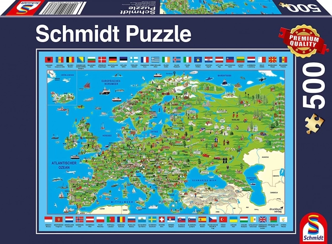 puzzle hartă ilustrată a Europei 500 piese