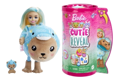 Lală Chelsea Barbie Cutie Reveal - costum ursuleț-delfin