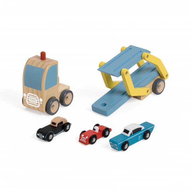 Transportator auto din lemn cu 4 vehicule - Classic World