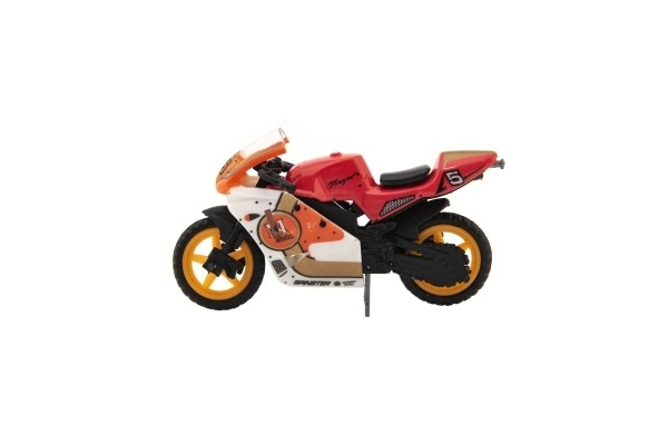 Model de motocicletă de curse din metal/plastic, 8 cm