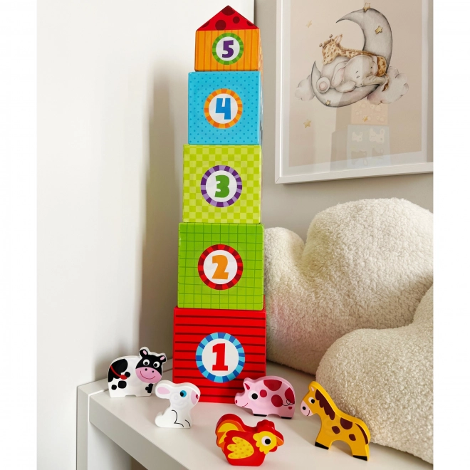 Puzzle cuburi fermă Woopie Green