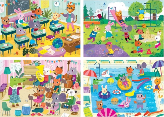 Puzzle progresiv Educa la școală 4 în 1