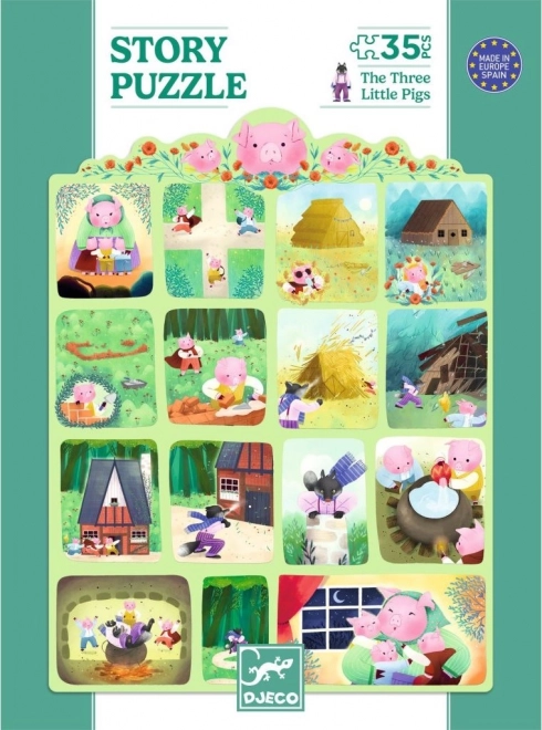 Puzzle DJECO Trei purceluși 35 piese