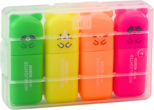 Set mini evidențiatoare ursuleți în carcasă de plastic, 5 buc