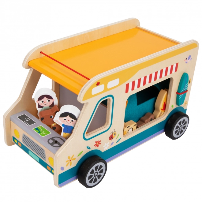 Camper de lemn cu accesorii Tooky Toy