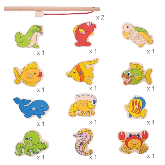 Bigjigs Toys joc magnetic de pescuit cu peștișori de mare