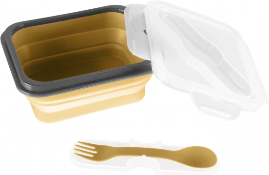 Cutie mică pentru gustări din silicon cu tacâm, Mustard Yellow