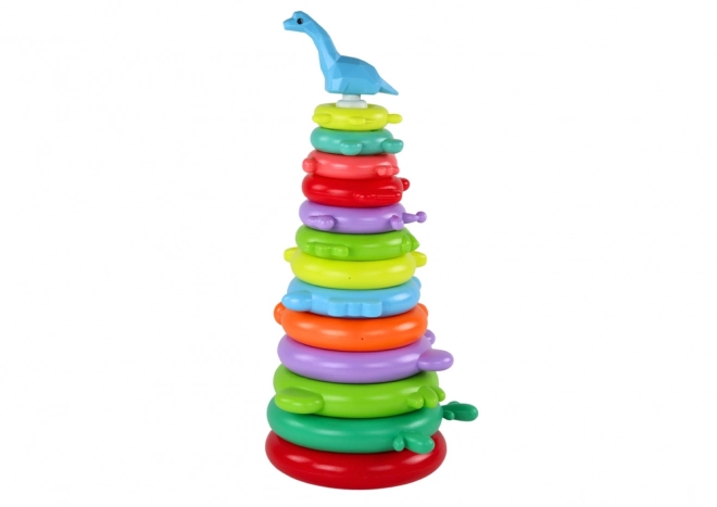 Jucărie piramidă colorată cu girafă