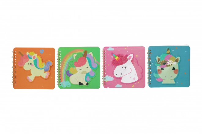 Caiet spiralat 3D Unicorn cu linii 50 pagini 14x14 cm