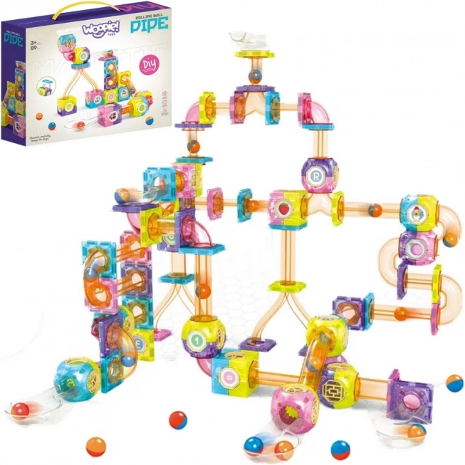Woopie Set de Construcție Magnetică Șine pentru Bilă 89 de piese