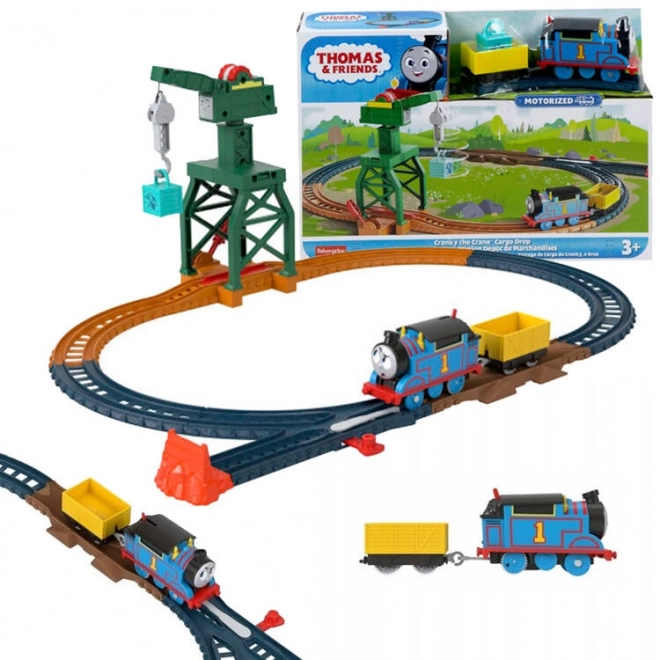 Set complet locomotive Thomas și prietenii cu macara