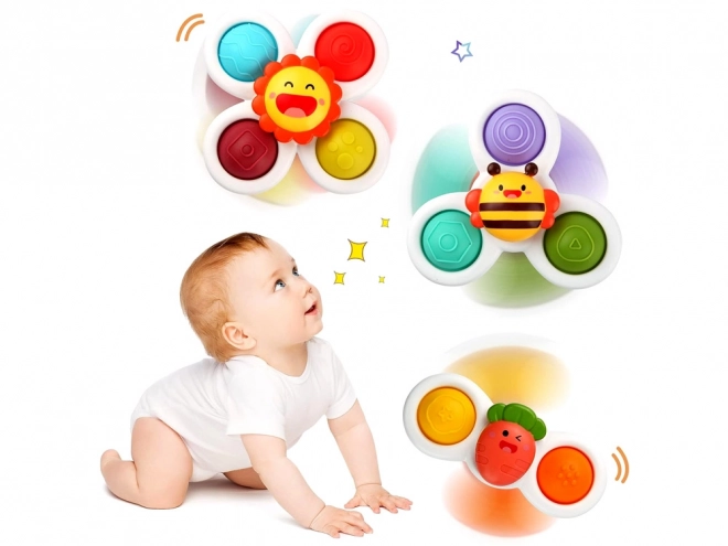 Jucărie senzorială fidget spinner cu ventuză, set de 3