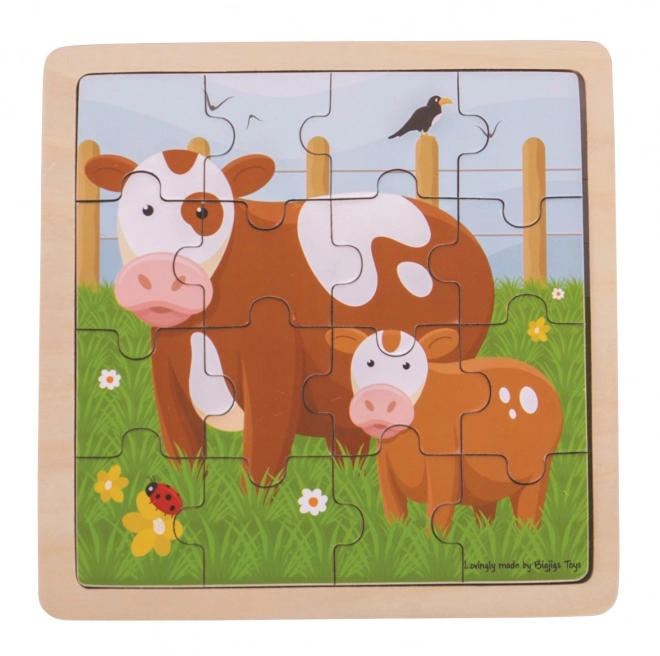 Puzzle Bigjigs Toys - Văcuța cu vițel