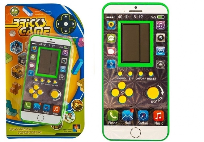 Joc electronic Tetris cu design de telefon verde