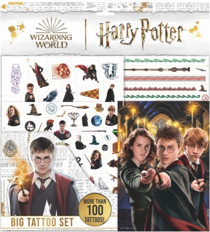 Set mare de tatuaje HARRY POTTER cu carte de colorat în săculeț