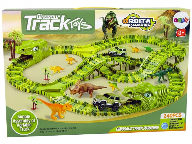 set circuit parc dinozauri cu mașinuță și figurine