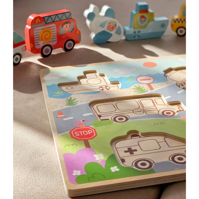 Puzzle din lemn vehicule oraș