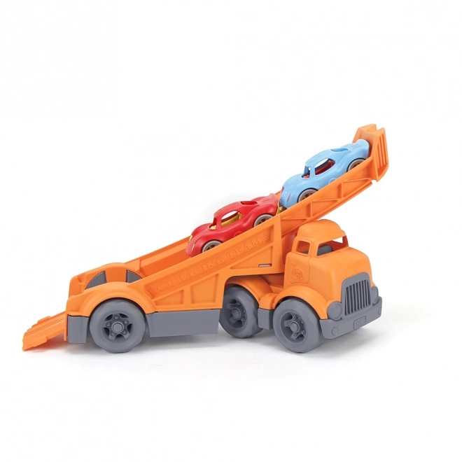 Camion Green Toys cu 2 mașinuțe de curse