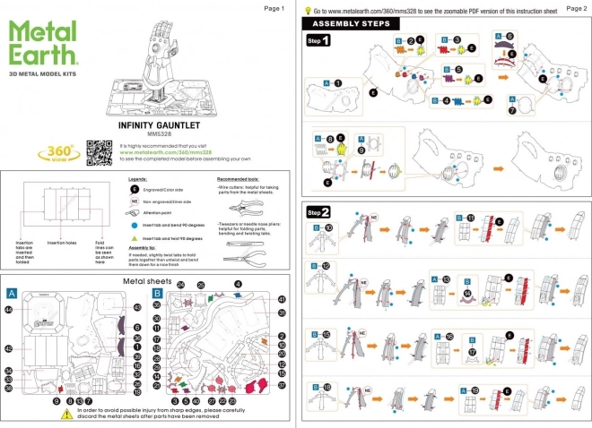 Puzzle 3D Metal Earth Avengers: Mănușa infinitului