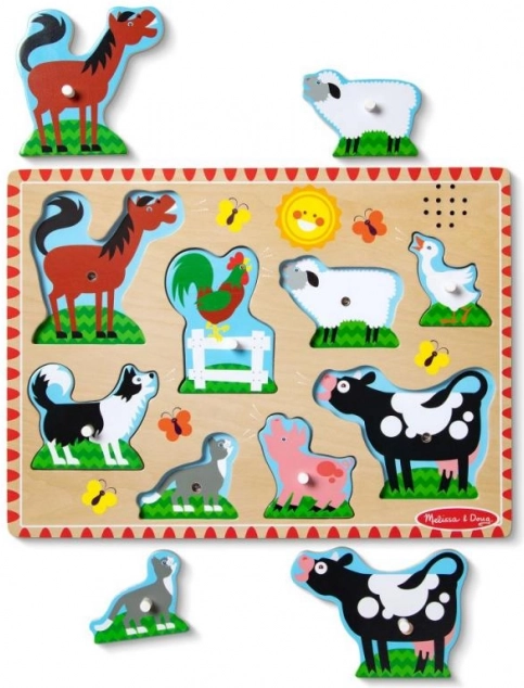 Melissa & Doug puzzle din lemn cu sunete