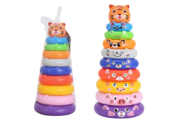 Piramidă cu cercuri și stickere animale tigris colorată