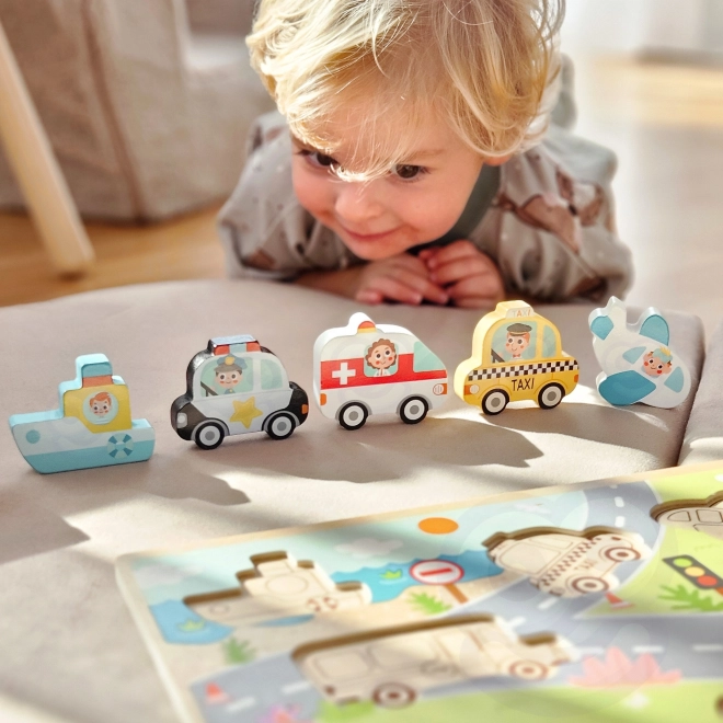 Puzzle din lemn vehicule oraș