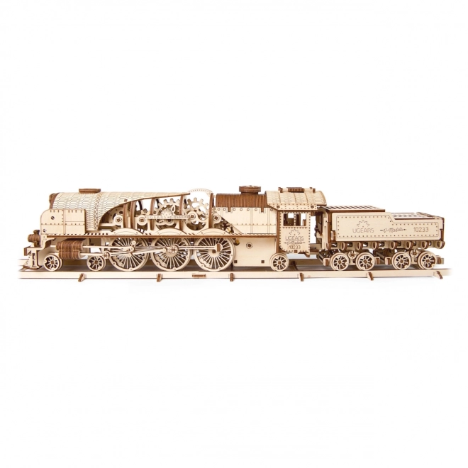 Puzzle mecanic din lemn 3D locomotiva cu aburi V-Express