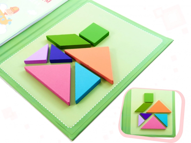 Carte magnetică Tangram cu blocuri 3D