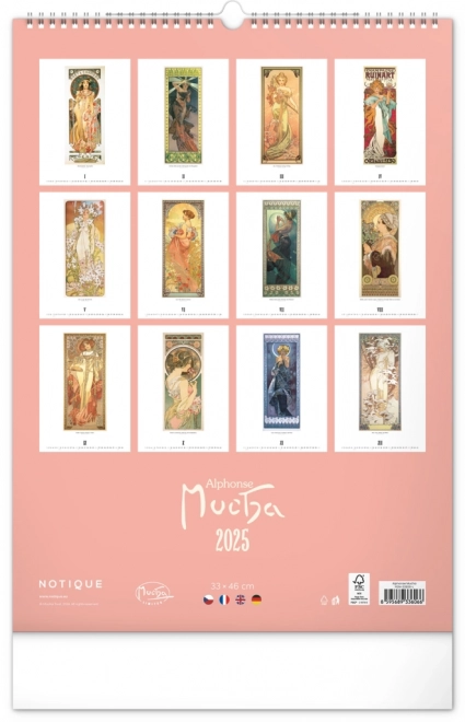 Calendar perete Alfons Mucha 2025