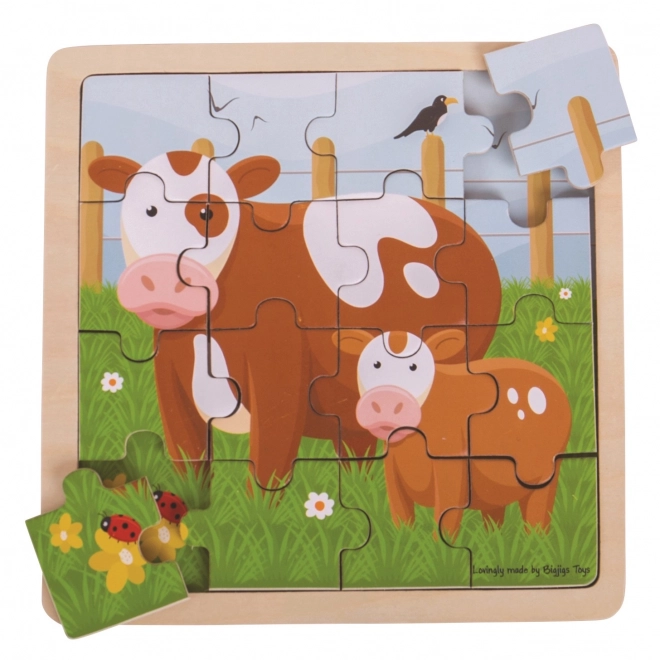 Puzzle Bigjigs Toys - Văcuța cu vițel