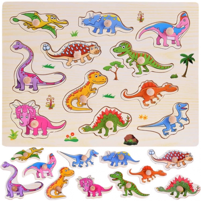 Puzzle din lemn cu dinozauri