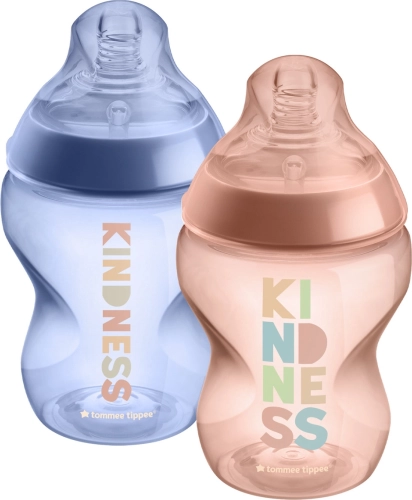 Biberon pentru sugari, ANTI-COLIC, 0+, 260 ml, kindness, 2 buc