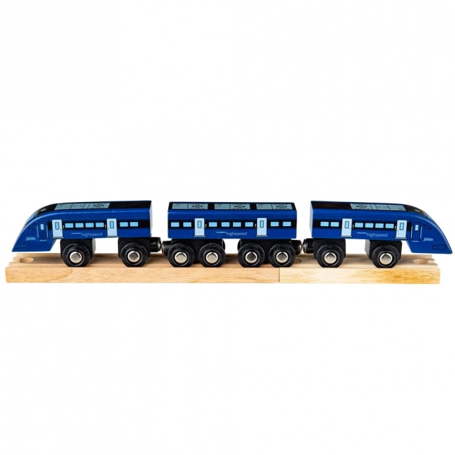 Tren de mare viteză Bigjigs Rail High Speed 1 albastru