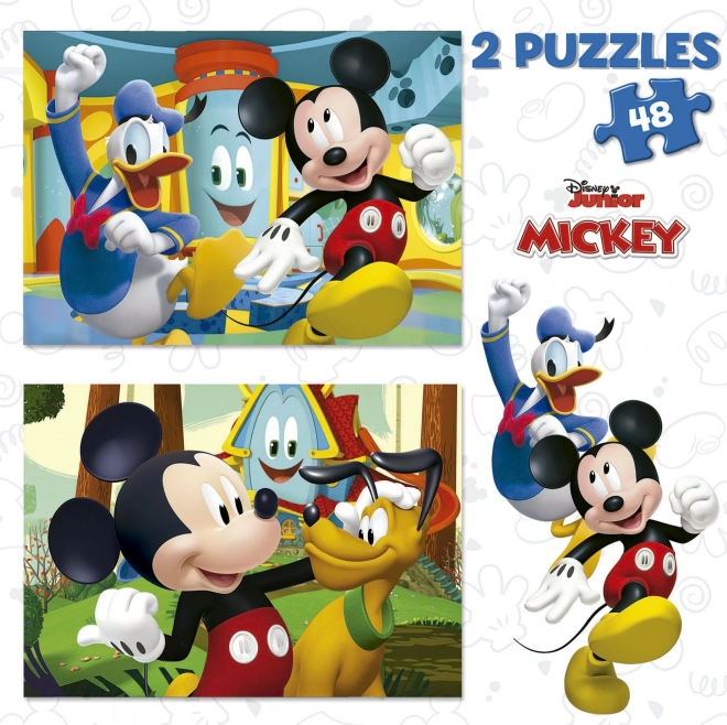 Puzzle Mickey Mouse: Parcul de Distracții 2x48 Piese