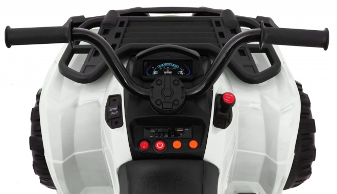 ATV XL cu baterie pentru copii alb + tracțiune 4x4 + suport bagaje + pornire lentă + EVA + LED audio